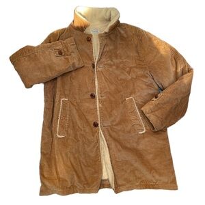 Vintage Sherpa Corduroy Button Jacket Fingerhut USA Wood Buttons